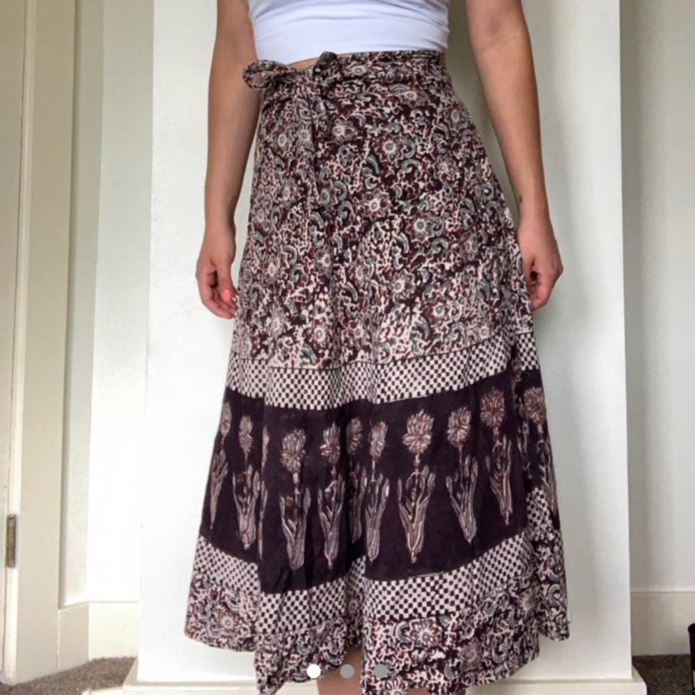 Vintage boho wrap midi skirt